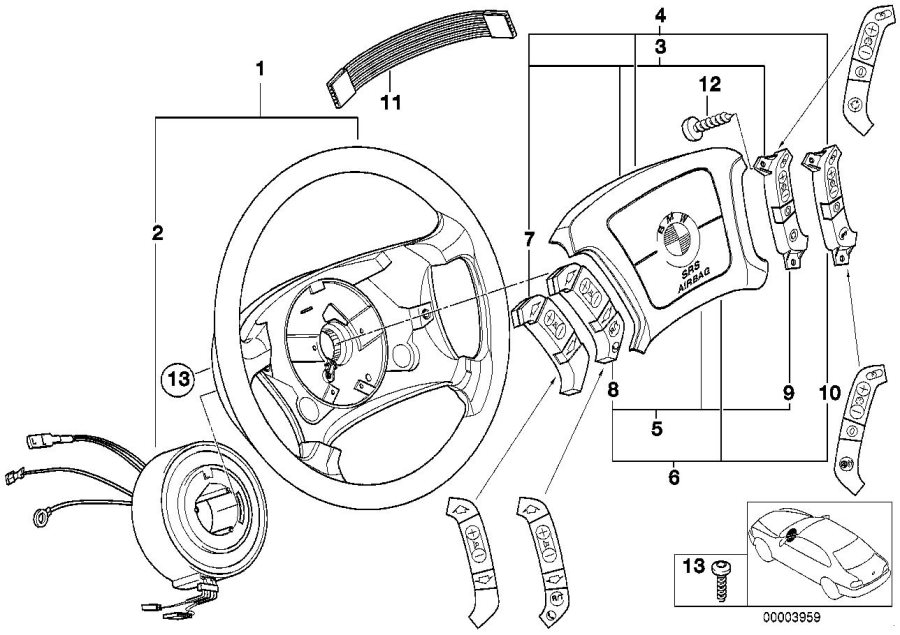 Diagram Steering wheel airbag multifunctional for your BMW