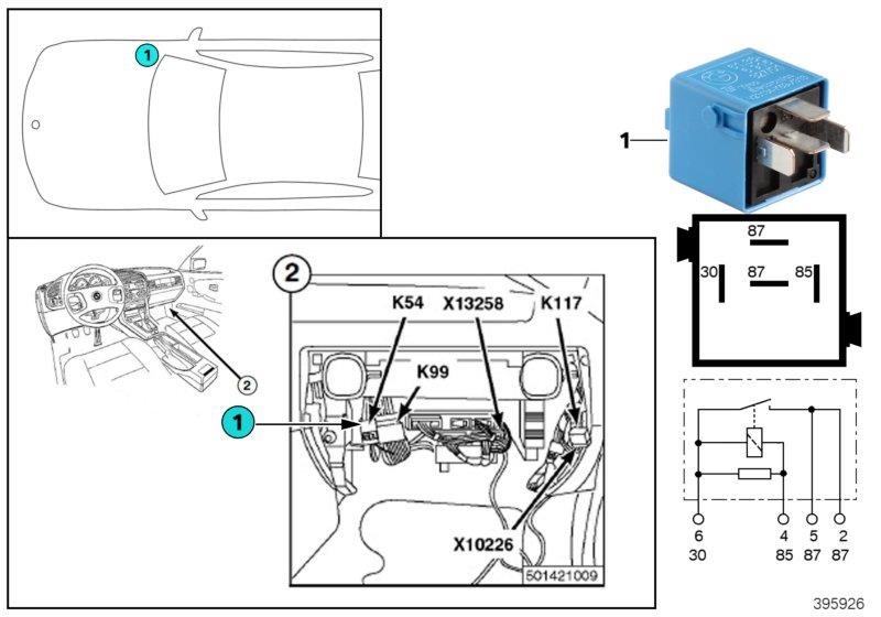 Diagram Relay for door lock heater K54 for your BMW