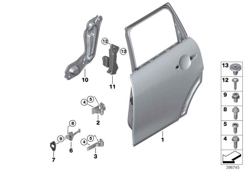 Diagram Rear door - hinge/door brake for your MINI