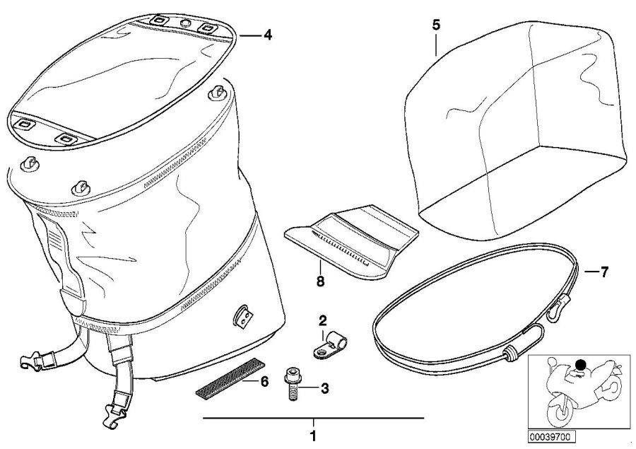 Diagram tank-top bag 99 for your 2004 BMW R1150RT   