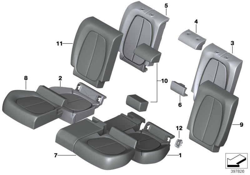 Diagram Seat, rear, upholstery and cover for your 2006 BMW M6   