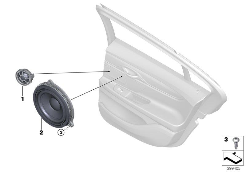 Diagram Single parts f rear door hifi system for your BMW