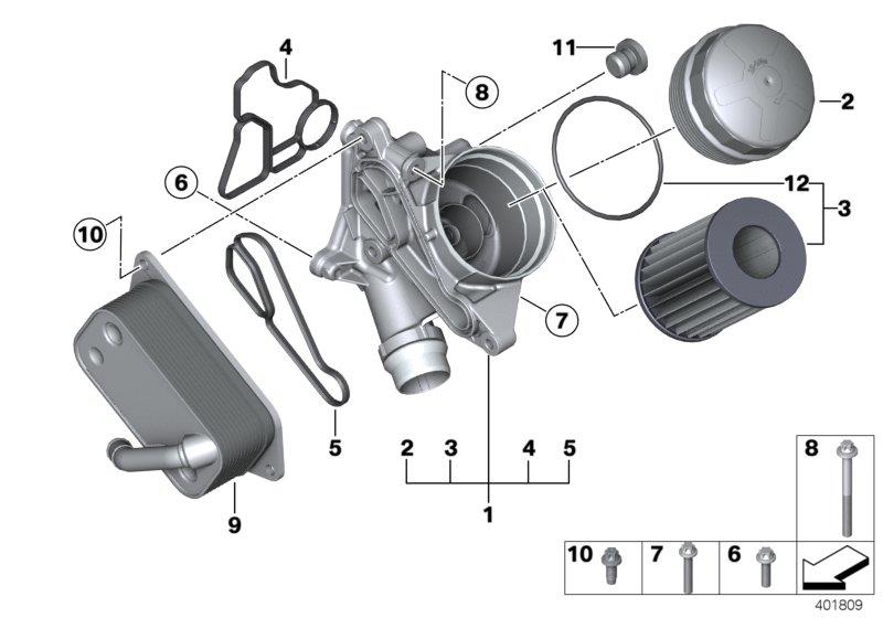 Le diagramme Alimentat.d"huile-filtre, nid radiateur pour votre BMW X3  