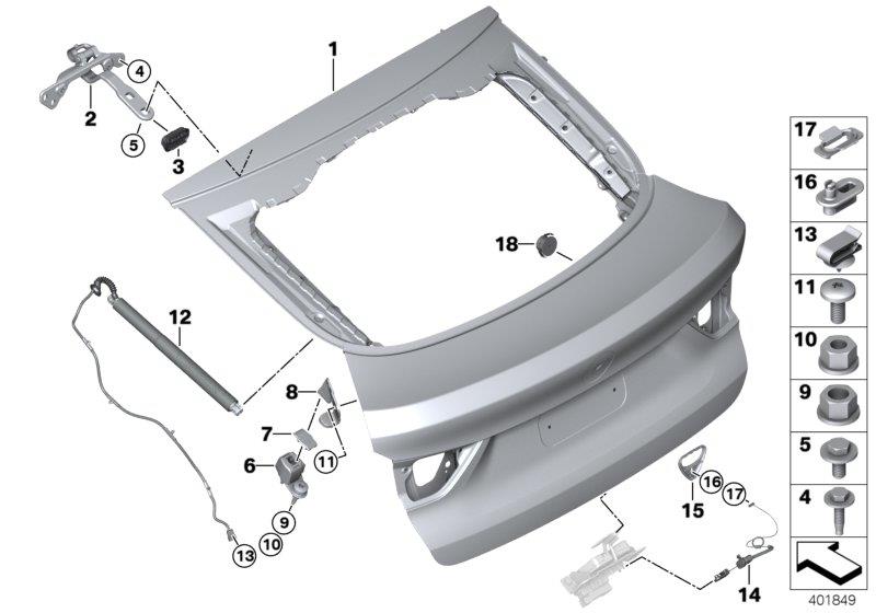 Diagram Trunk lid for your BMW X4  