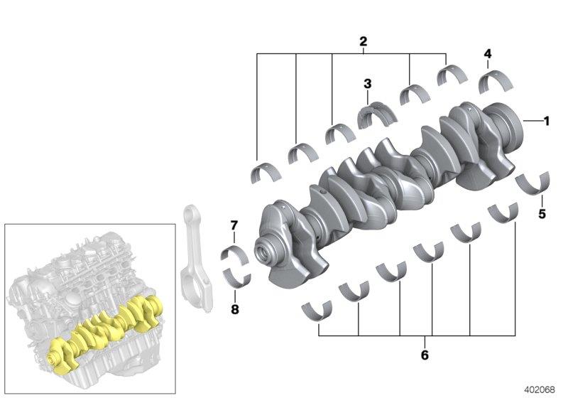 Diagram Crankshaft with bearing shells for your 2007 BMW M6   