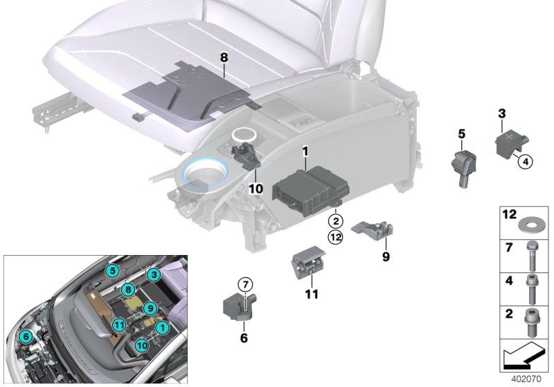 Le diagramme Pièces électriques d"airbag pour votre BMW