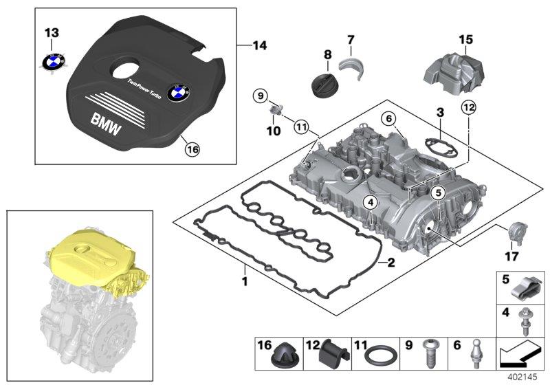 Diagram Cylinder head cover/Mounting parts for your 2004 BMW 325xi   