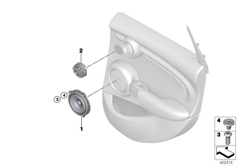 Diagram SINGLE PARTS F REAR DOOR HIFI SYSTEM for your MINI John Cooper Works  