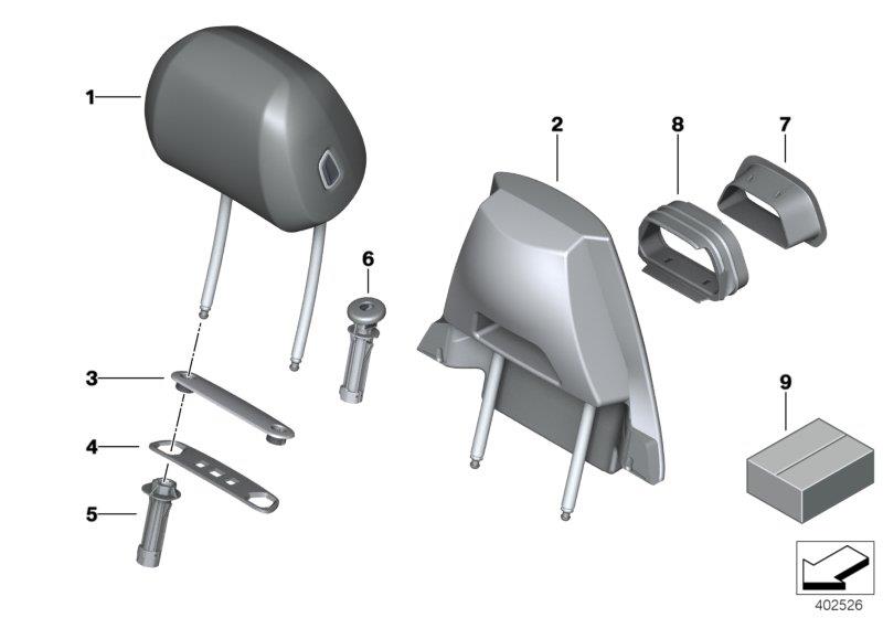 Diagram Seat, front, head restraint for your BMW