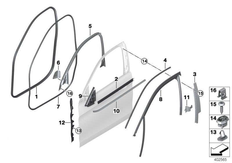 Diagram Trim and seals for door, front for your BMW