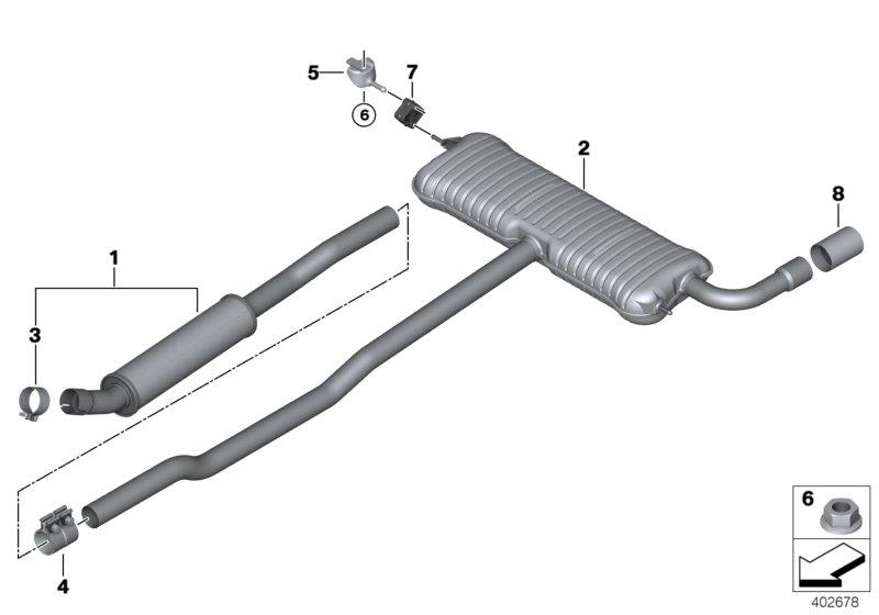 Diagram Exhaust system, rear for your MINI