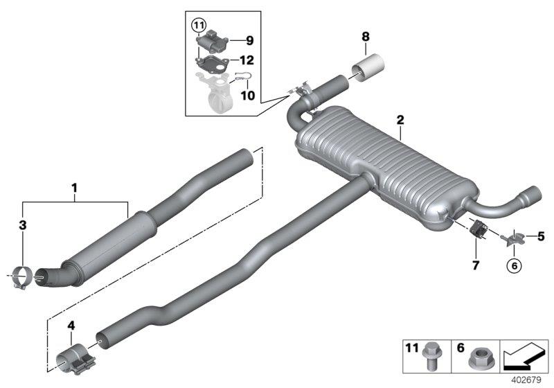 Diagram Exhaust system, rear for your 2018 BMW X1   