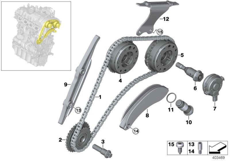 Diagram timing gear timing chain top for your BMW