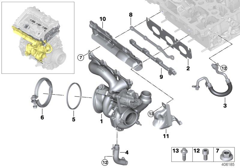 Diagram Exhaust turbocharger with lubrication for your 1975 BMW 530i   