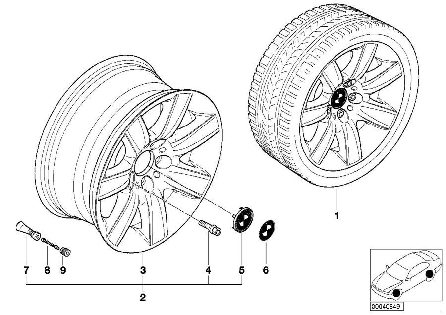 Le diagramme Jante à rayons en étoile (Styl. 70) pour votre BMW