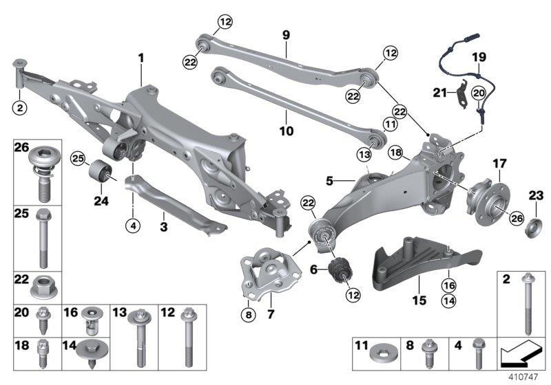 Diagram Rr axle support, wheel susp.,whl bearing for your BMW