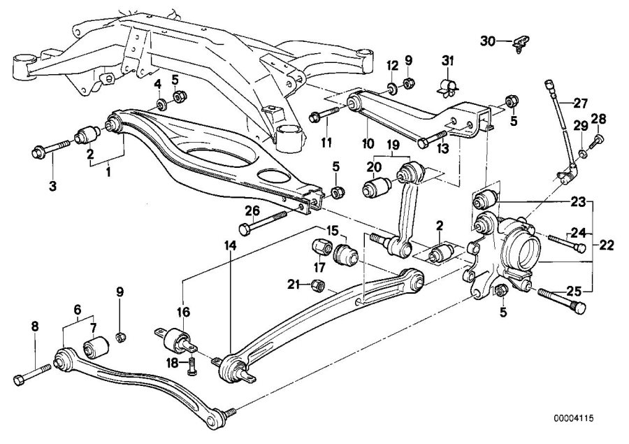 Diagram Rear axle SUPPORT/WHEEL suspension for your BMW