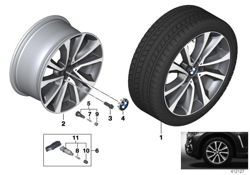 Diagram BMW LA wheel V-Spoke 595 - 19"" for your 2021 BMW X5   