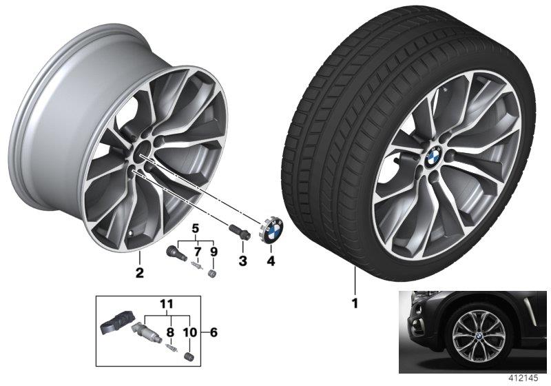 Le diagramme Roue alliage BMW rayons en V 597 - 20"" pour votre 2017 BMW X6   