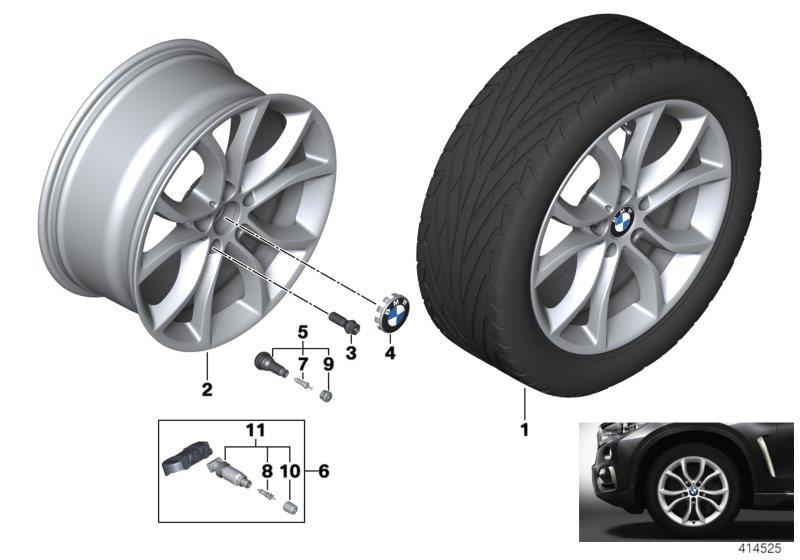 Diagram BMW LA wheel V-Spoke 594 - 19"" for your 2002 BMW 320i   