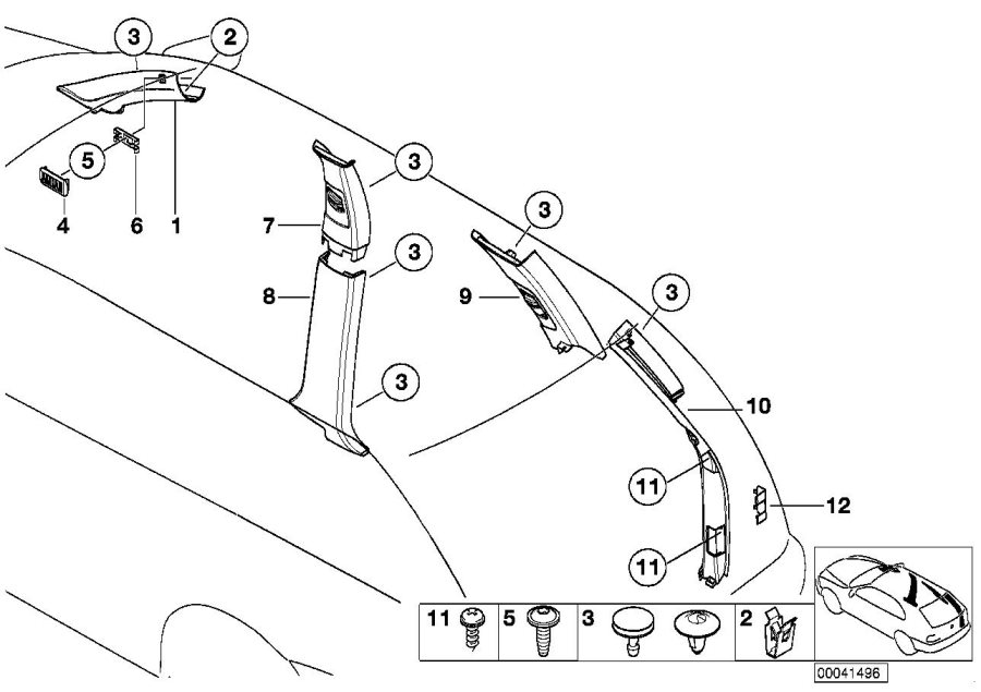 Diagram Trim panel a- / b- / c- / d-column for your BMW 745Li  