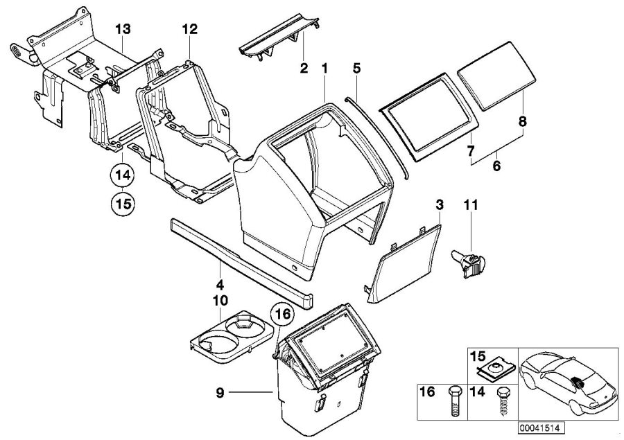 Diagram Rear center console for your 2010 BMW M6   