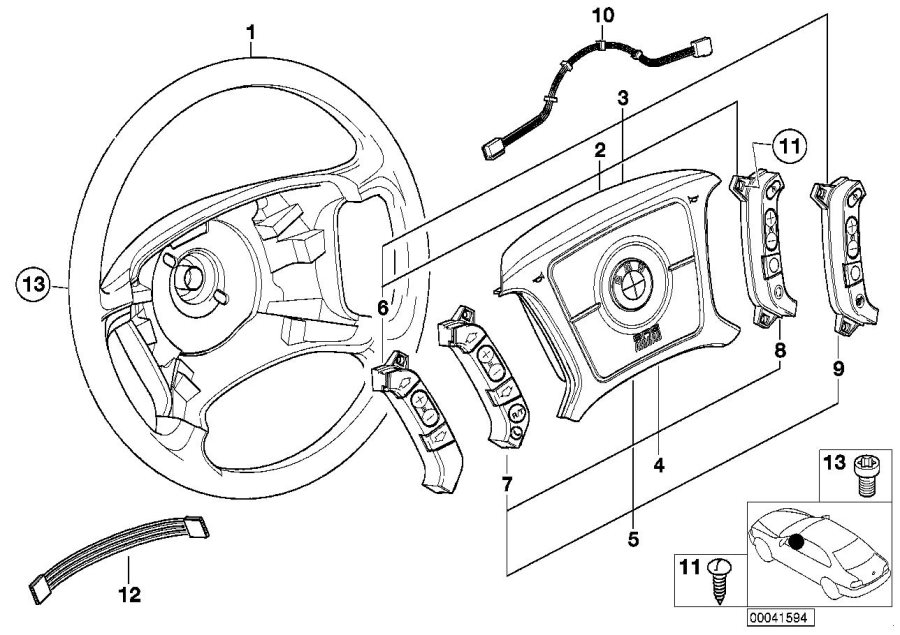 Diagram Steering wheel Airbag-smart multifunct. for your 2023 BMW X3  30eX 