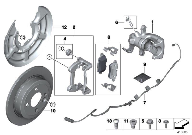 Diagram Rear brake / brake pad / wear sensor for your 2013 MINI