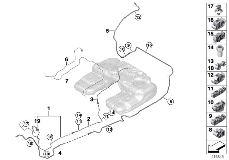 Diagram Fuel pipe and mounting parts for your 2022 BMW M235iX   