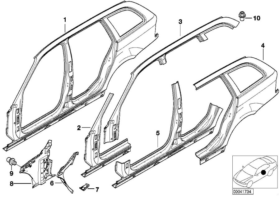 Diagram Body-side frame for your 1995 BMW 318is   