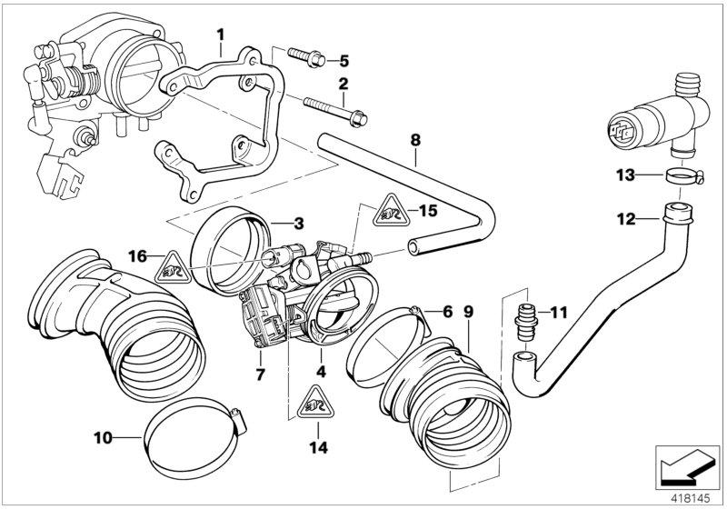 Diagram SECONDARY THROTTLE HOUSING TUBE ASC for your BMW M3  