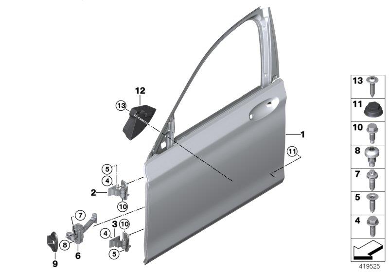 Le diagramme Porte AV-Charnière/Frein de porte pour votre BMW