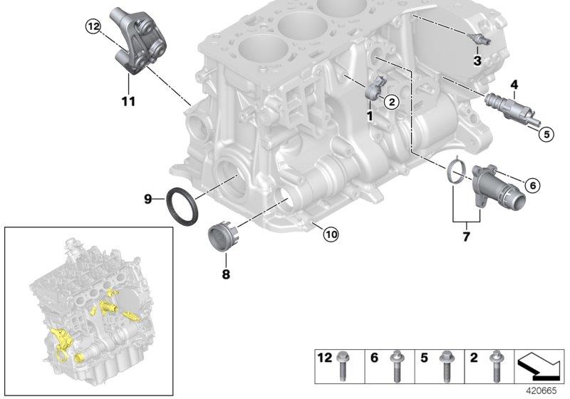 Diagram Engine Block Mounting Parts for your BMW X1  
