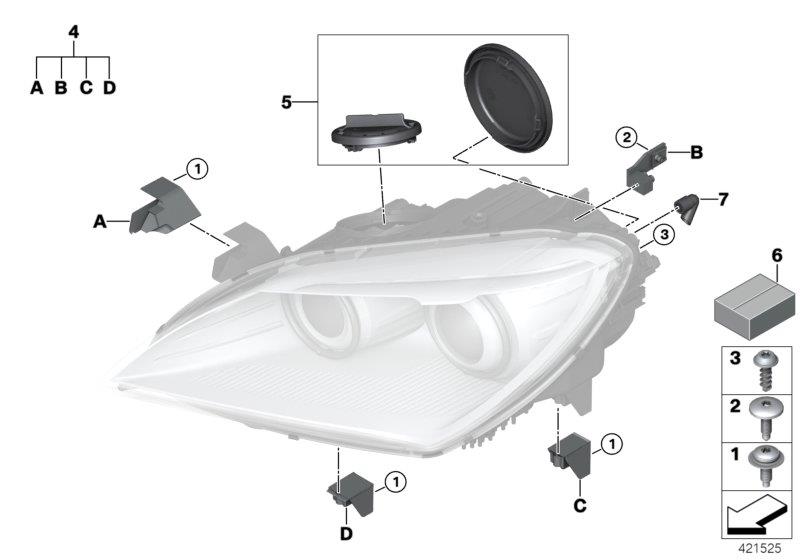 Diagram Single components for headlight for your 2016 BMW M6   