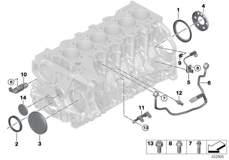 Diagram Engine block mounting parts for your 2010 BMW 550iX   