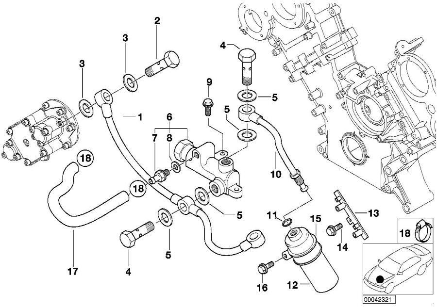 Diagram Vanos cylinder head mounting parts for your BMW