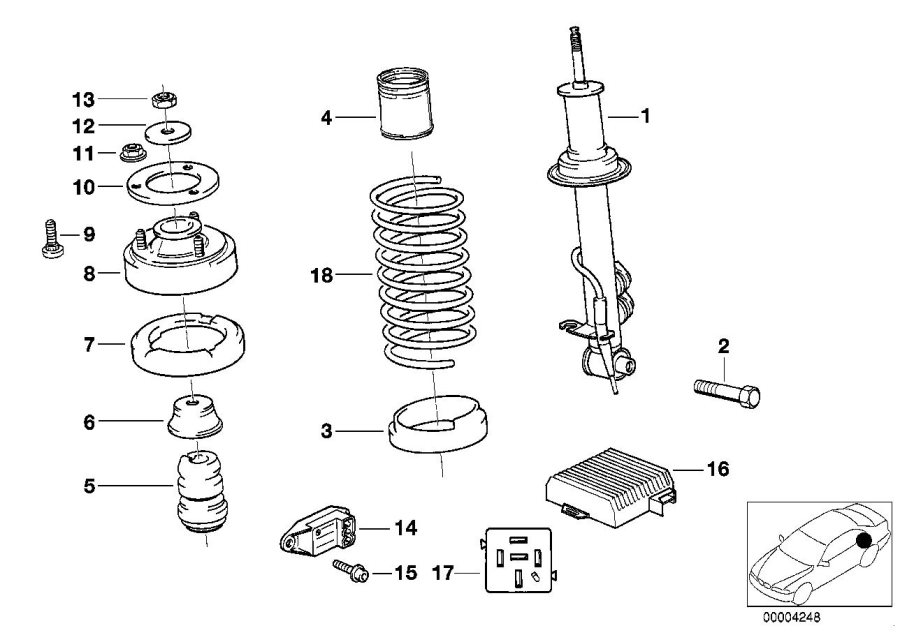 Diagram Rear spring strut EDC/CTRL UNIT/SENSOR for your 2021 BMW Z4   