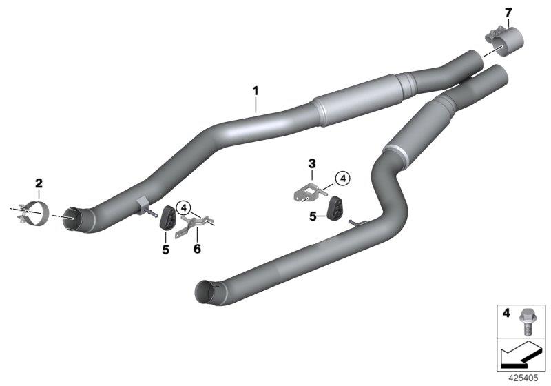 Le diagramme système d"échappement avant pour votre BMW