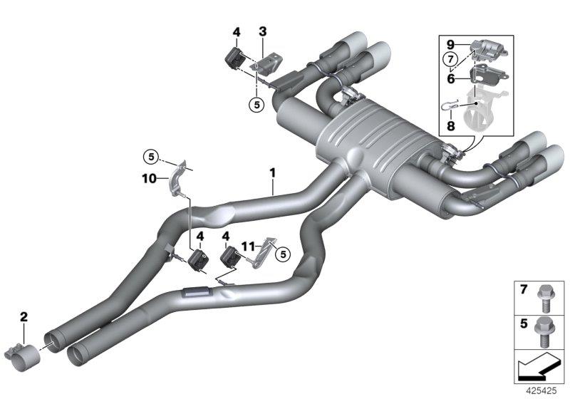 Diagram Exhaust system, rear for your 2003 BMW M3   