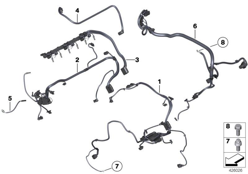 Le diagramme Faisceau de câbles moteur pour votre BMW X5  