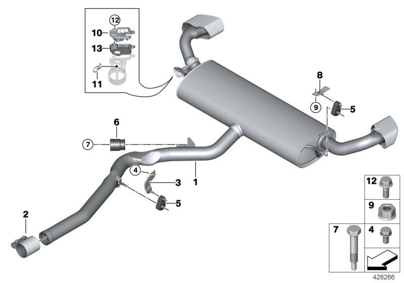 Diagram Exhaust system, rear for your 2022 BMW M4 Comp. M xDrive   