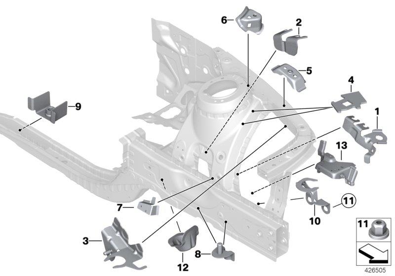 Diagram Front body bracket left for your BMW M6  