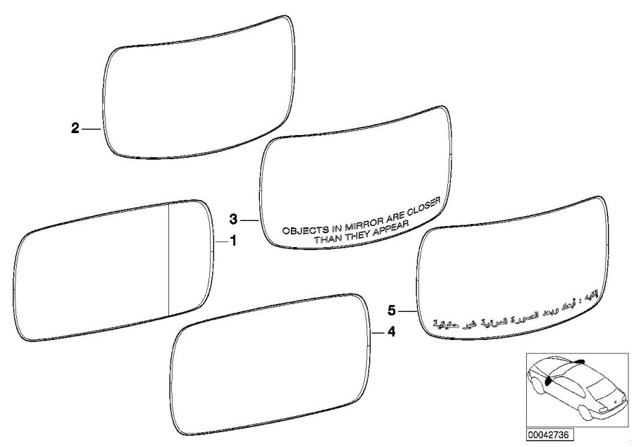 Diagram MIRROR GLASS for your 2005 BMW M3 Convertible  