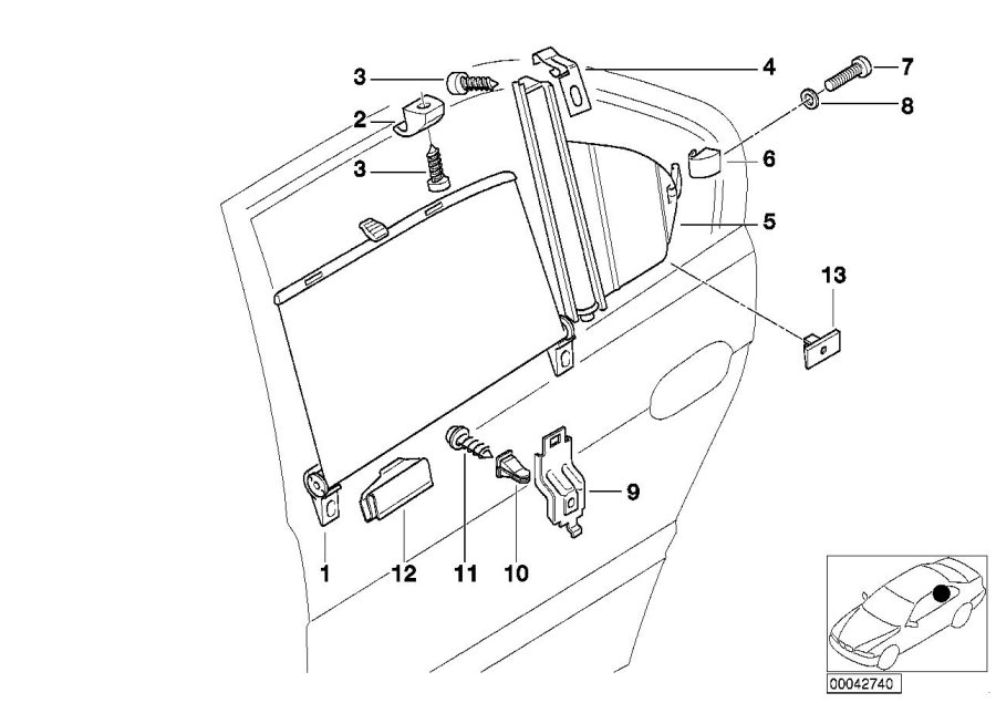 Diagram Roller sun vizor, rear door for your 2009 BMW M6   