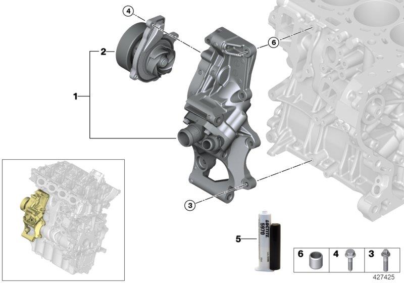 Diagram Waterpump - Thermostat for your BMW X2  