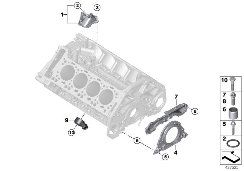Diagram Engine Block Mounting Parts for your 2010 BMW 528xi   