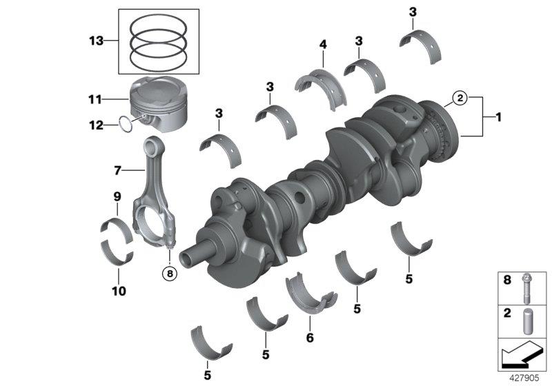 Diagram Crankshaft/connecting rod/piston for your 2016 BMW 328d   