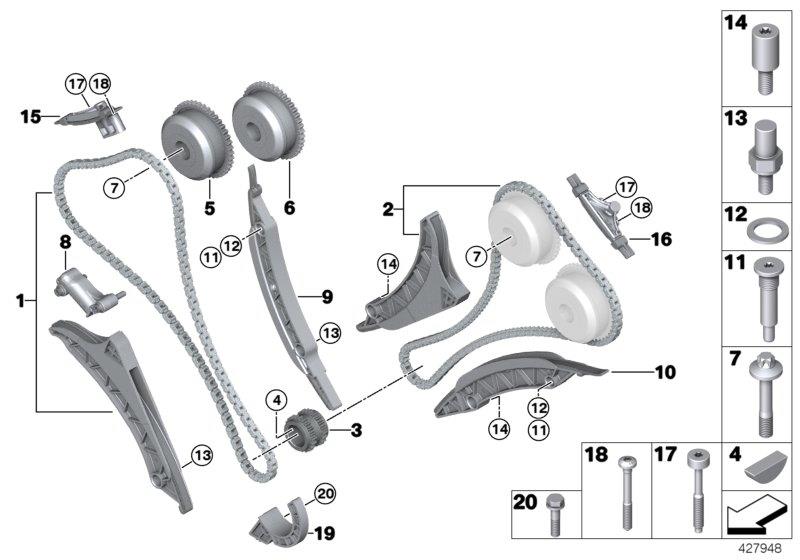Diagram Timing and valve train-timing chain for your 2012 BMW 335i   