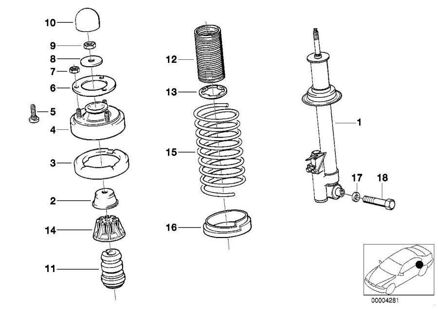 Le diagramme Jambe de suspension AR - Régul. niveau pour votre BMW