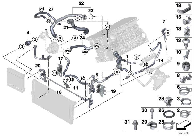 Diagram Cooling system coolant hoses for your 2013 BMW M3   